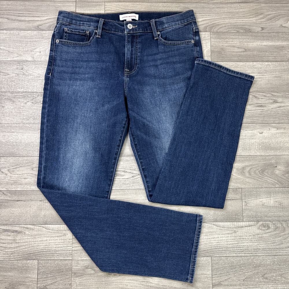 Lucky Brand Sweet Mid Rise Straight Leg Denim Jeans Dark Wash sz 14/32